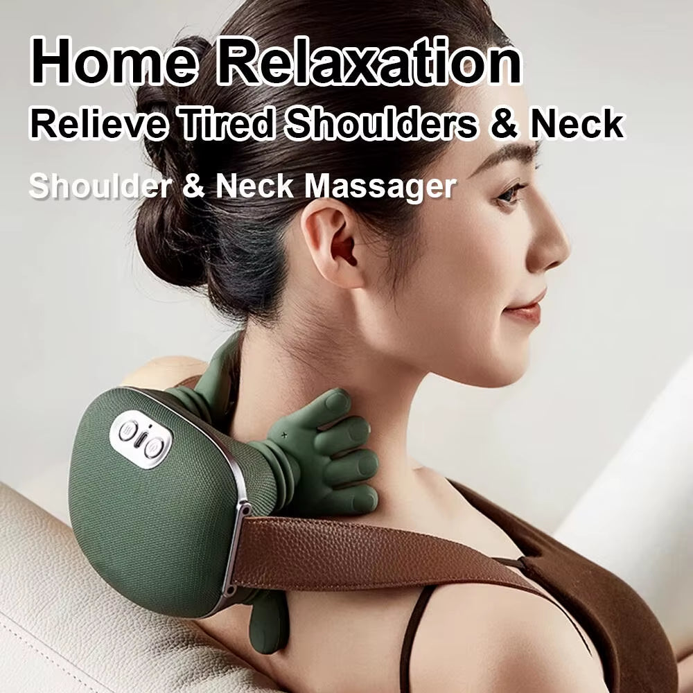 Bionic Neck Shoulder Massager Heated Back Massagers Electric Kneading Muscles Massage Pillow Neck Waist Leg Body 3-Level Modes