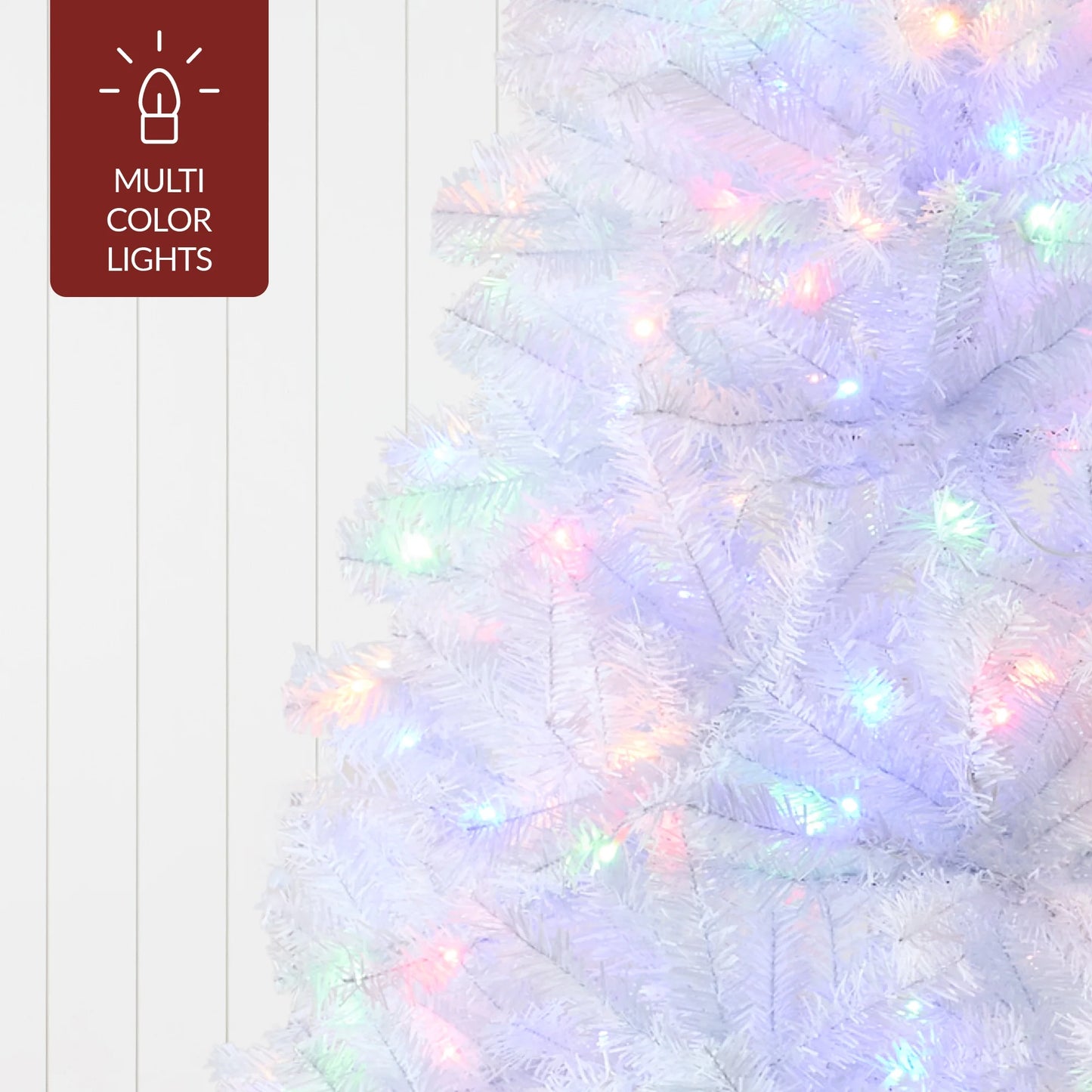 4.5Ft Pre-Lit Premium Hinged Artificial White Christmas Pine Tree W/ 200 Multicolor Lights, Stand