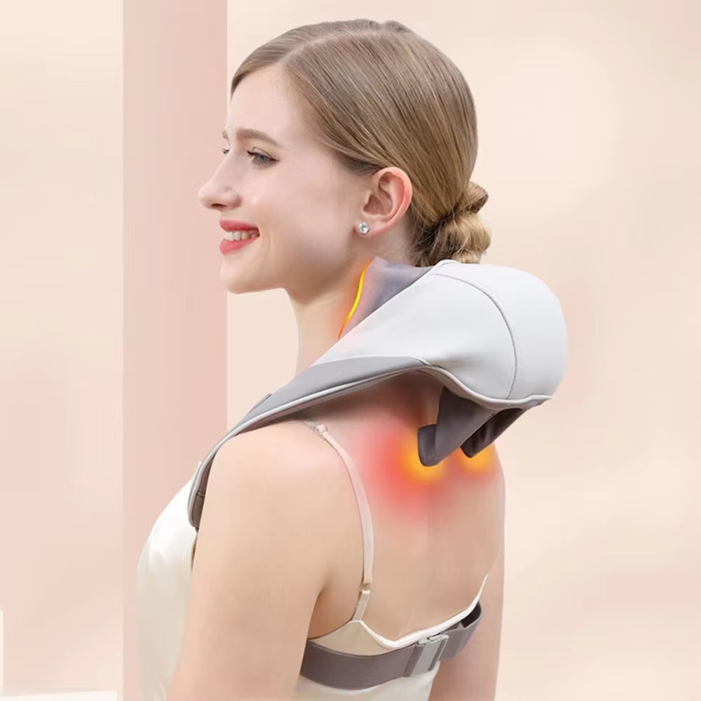 Bionic Neck Shoulder Massager Heated Back Massagers Electric Kneading Muscles Massage Pillow Neck Waist Leg Body 3-Level Modes