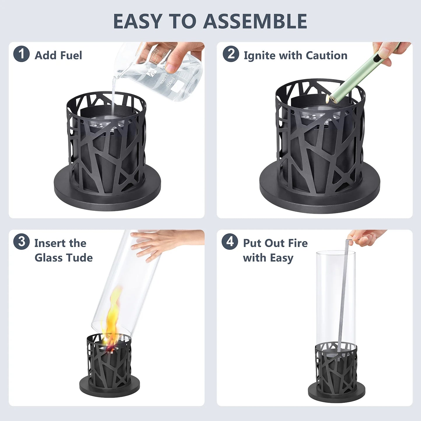 Tornado Flame Tabletop Fire Pit, Matel Fireplace for Indoor & Outdoor Warming & Decor