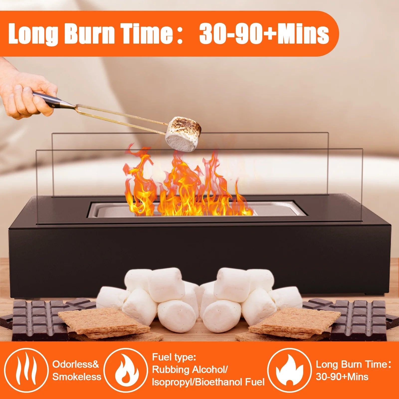 Tabletop Fire Pit Portable Indoor&Outdoor,  Table Top Fire Pit Smokeless Tabletop Ventless Fireplace Gifts, 2 Pack