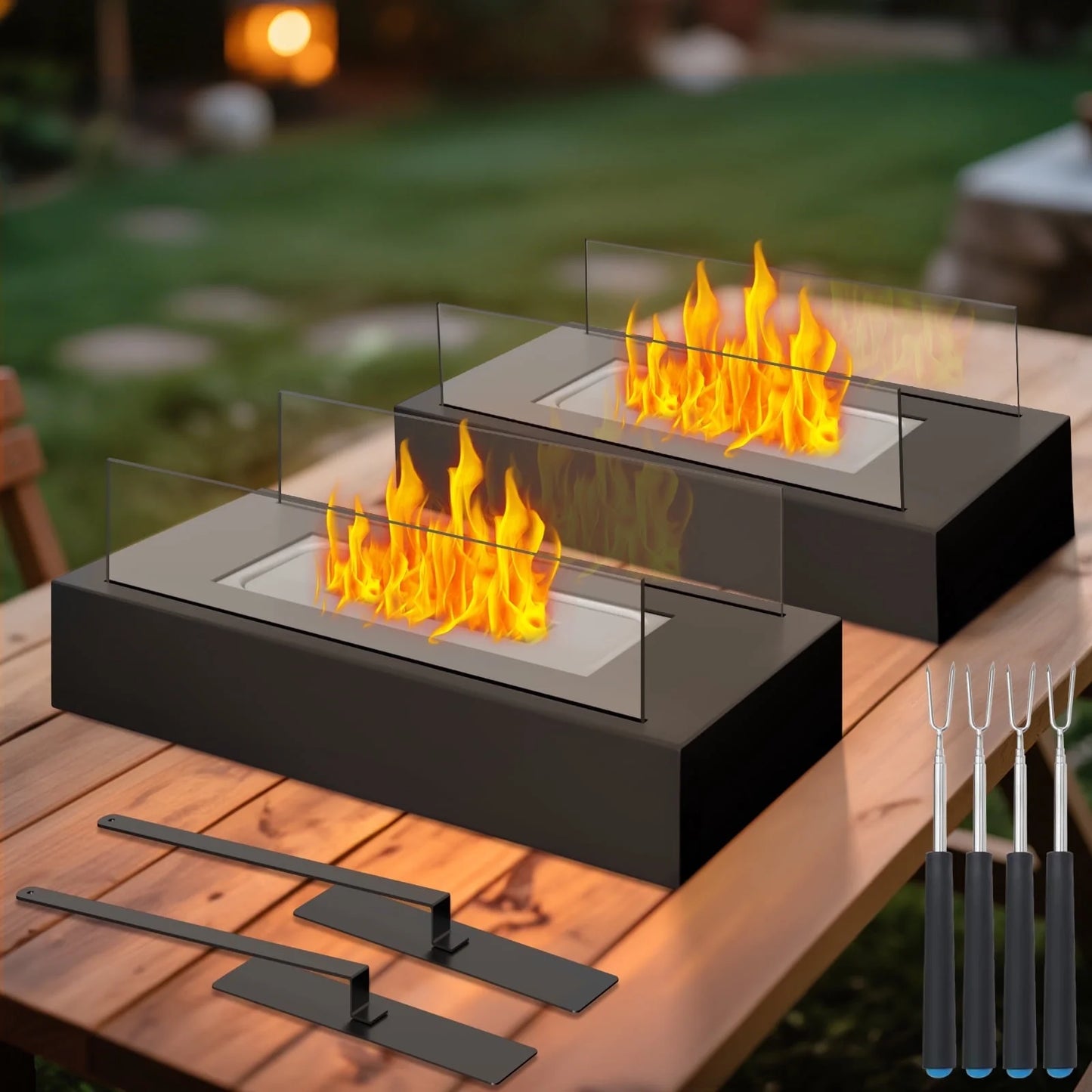 Tabletop Fire Pit Portable Indoor&Outdoor,  Table Top Fire Pit Smokeless Tabletop Ventless Fireplace Gifts, 2 Pack