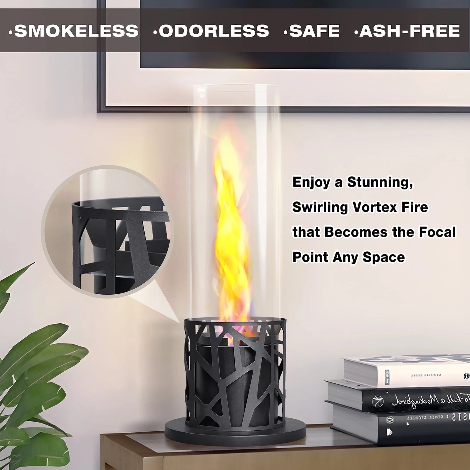 Tornado Flame Tabletop Fire Pit, Matel Fireplace for Indoor & Outdoor Warming & Decor