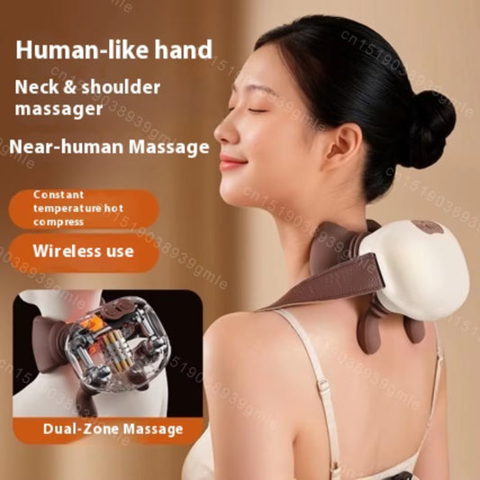 Bionic Neck Shoulder Massager Heated Back Massagers Electric Kneading Muscles Massage Pillow Neck Waist Leg Body ﻿3-Level Modes